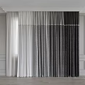 Textured Gray Curtains With Woven Patterns And Various Tone Panel Design For Home Decor 3d model