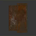 Rusty Metal Cabinet With Open Door And Internal Shelves Compartments Design