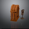 Vintage Electronic Appliances Wooden Radio With Arch Top And Table Fan