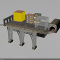 Detailed Buildings on Arched Bridge with Rail Tracks and Tunnel Connection