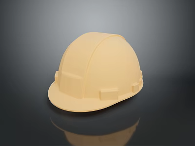 Yellow Safety Helmet Isolated On Black Background With Clear Reflection 3d model