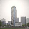 Tall Modern Office Building Featuring Glass Facade With Urban Skyline And Surrounding Structures