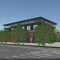 Fire Station Exterior With Surrounding Greenery Trees Road And Cars