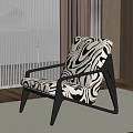 Stylish Zebra Pattern Accent Chair With Wooden Frame And Modern Design