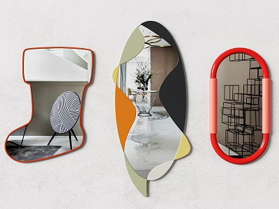 Modern Decorative Mirrors With Artistic Shapes And Vibrant Frames For Wall Decor 3d model