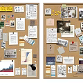 Corkboard Wall Decor with Photos Notes Charts Papers and Push Pins for Home