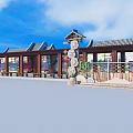 Chinese Garden Landscape With Traditional Wooden Architecture Green Plants And Blue Sky