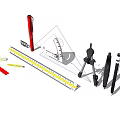 Essential Stationery Tools Including Ruler Compass Triangle Pencil Eraser And Pens