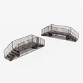 Two Metal Railing Staircases With Stone Steps And Open Design 3d model