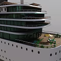 Modern Cruise Ship With Multiple Decks Green Plants And White Hull Design
