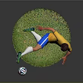 Game Movie Character Football Player In Yellow Jersey Number 10 Kicking Football On Green Grass