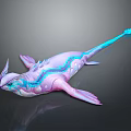 Fantasy Aquatic Game And Movie Character With Pink And Blue Body Glowing Blue Patterns
