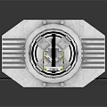 Industrial Style Metal Mechanical Component With Circular Vent Opening And Yellow Safety Railings