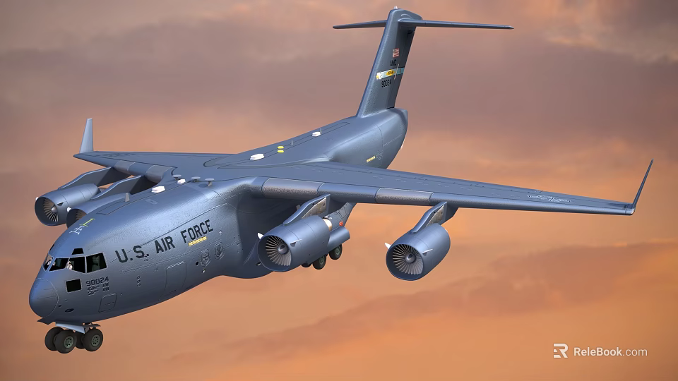 U S Air Force Fighter Jet Flying Over Desert Sky With Engines And Wings 3d model 