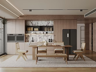 Quiet Style Dining Table and Chair Quiet Style Dining Table and Chair Sideboard 3d model