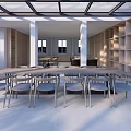 Book Art Inspired Library Interior With Wooden Bookshelves Sofas Long Table And Natural Light