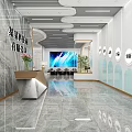 Modern Beauty Hair Salon Interior Design With Marble Walls Front Desk And Green Plants