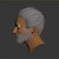 Man with Gray White Hair Beard and Facial Texture on Gray Background with Black Surface