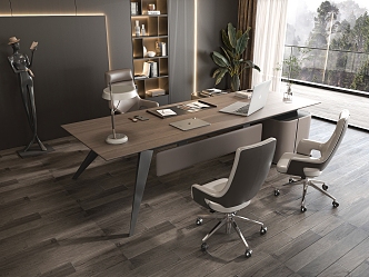 Manager office desk and chair combination 3d model