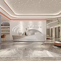 Modern Beauty Hair Salon Interior with Elegant Reception Desk Marble Floor and Stylish Lighting