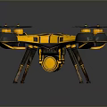 Modern Yellow Quadcopter Drone With Black Patterns And Landing Gear Design
