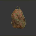 Vibrant Red Fabric Backpack With Peace Signs Hearts And Golden Accents