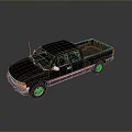 Black Classic Pickup Truck With Regular Cab Open Bed And Chrome Accents