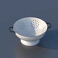 White Perforated Kitchen Colander With Two Black Handles And Stable Base For Daily Use 3d model