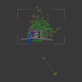 Industrial Factory With Blue Roofs Surrounded By Green Trees And Access Road With Trucks