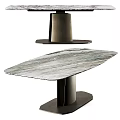 Sleek Modern Dining Table Designs with Marble and Black Tabletops and Metal Bases 3d model