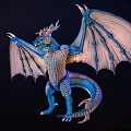 Blue Dragon Fantasy Character With Scaled Wings Horned Head And Mythical Creature Design