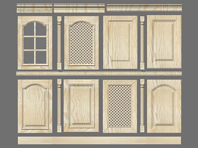 Various Wooden Cabinet Door Designs With Decorative Panels And Molding Details 3d model