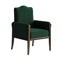 Dark Green Accent Chair With Carved Armrests And Solid Wooden Frame 3d model