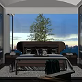 Modern Living Dining Room Interior Design With Sofa Coffee Table Decorative Painting And Plants