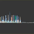Various Building Models Display Scene With Skyscrapers Different Colors Shapes And Miniature Structures