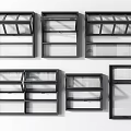 Various Black Frame Window Designs With Different Pane Styles And Sizes 3d model