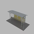 Modern Bus Stop Shelter with Bench Trash Can and Information Sign