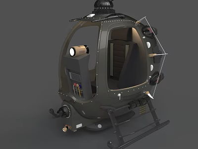 3D Model of Helicopter Cockpit with Dark Fuselage Transparent Canopy and Internal Equipment 3d model