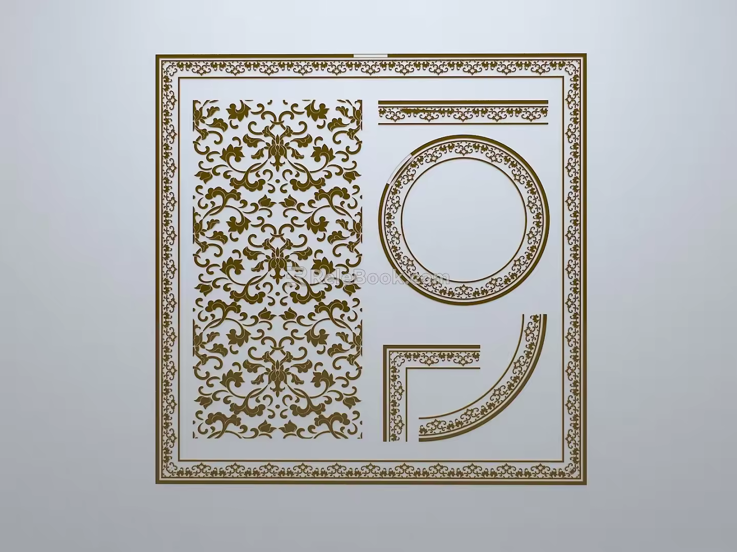 Chinese-style window grilles line silhouette pane window sill border engraved window edge strip construction 3d model