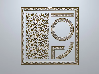 Chinese-style window grilles line silhouette pane window sill border engraved window edge strip construction 3d model