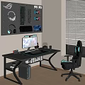 Modern gaming table gaming table keyboard headset computer 3d model