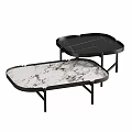 Modern Nested Dining Tables with Marble Top and Black Frame Tray Design 3d model