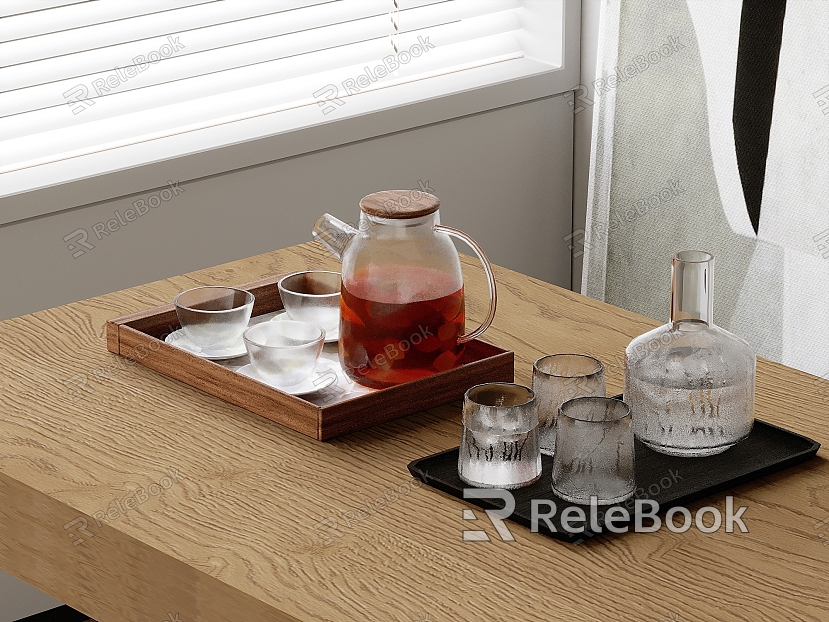 Wine Set Wine Glass Decanter Tray Glass Cool Water Teapot Fruit Teapot Cool White Water Cup model