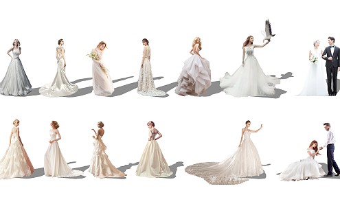 Modern Multiplayer Wedding Figure Wedding Dress Bride Groom Dress Beauty Woman Man 3d model