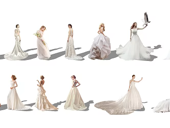 Modern Multiplayer Wedding Figure Wedding Dress Bride Groom Dress Beauty Woman Man 3d model