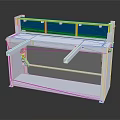 Sturdy Industrial Workbench With White Frame Blue Countertop Yellow Guardrail And Red Side Parts