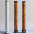 White And Wooden Columns Interior Design With Natural Wood Grain Details