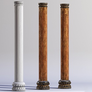 New Chinese Pillar Stone Pillar Stone Pillar Stone Pillar Solid Wood Heavy Wooden Pillar Creative Art Special-Shaped Pillar 3d model