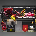 HI-TIGER Brand Exhibition Booth With Black Red Design Products On Shelves And Tire Decoration