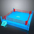 Sturdy Blue Boxing Ring Design With Red Ropes And Blue Steps 3d model
